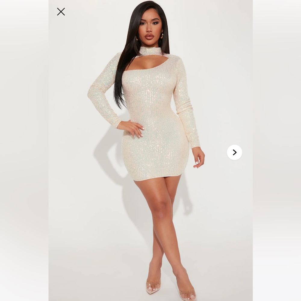 Elegant Cream Sequin Dress